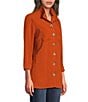 John Mark Solid Woven 3/4 Sleeve Wire Collared Button Front Patch Pocket Camp Shirt, Color:Spice - Image 3