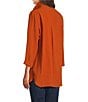 John Mark Solid Woven 3/4 Sleeve Wire Collared Button Front Patch Pocket Camp Shirt, Color:Spice - Image 4