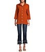 John Mark Solid Woven 3/4 Sleeve Wire Collared Button Front Patch Pocket Camp Shirt, Color:Spice - Image 5