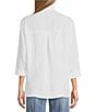 John Mark Solid Woven 3/4 Sleeve Wire Collared Button Front Patch Pocket Camp Shirt, Color:White - Image 2