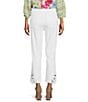 Color:White - Image 2 - Stretch Straight Leg Embroidered Eyelet Hem Cropped Pull-On Pants