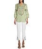Color:White - Image 5 - Stretch Straight Leg Embroidered Eyelet Hem Cropped Pull-On Pants