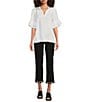 John Mark Tassel Trim Hem Crop Pants, Color:Black - Image 5