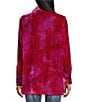 Color:Scarlet - Image 2 - Tie Dye Velvet Woven Point Collar Long Sleeve Button Front Tunic