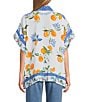 John Mark Tropical Point Collar Short Sleeve Wide Tunic, Color:White - Image 2
