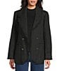 John Mark Tweed Open Lapel Long Sleeve Button Front Fringe Lined Coat, Color:Black - Image 1