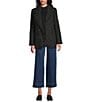 John Mark Tweed Open Lapel Long Sleeve Button Front Fringe Lined Coat, Color:Black - Image 3