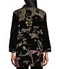 John Mark Velvet Embroidered Burnout 3/4 Sleeve Open Front Kimono, Color:Black - Image 2