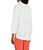 Color:White - Image 4 - Wire Collar 3/4 Sleeve Embroidered Eyelet Blouse