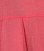 John Mark Wire Collar Short Dolman Sleeve Button-Front Camp Shirt, Color:Coral - Image 6