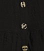 John Mark Wire Collar Short Sleeve Tiered Button-Front Top, Color:Black - Image 4