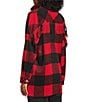 John Mark Woven Buffalo Plaid Wire Collar Long Sleeve Hi-Low Hem Button Front Tunic, Color:Red Plaid - Image 4