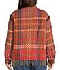John Mark Woven Chevron Pattern Point Collar Long Sleeve Fringe Hem Button Front Jacket - Image 2