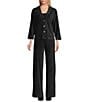 John Mark Woven Coordinating Long Sleeve Button-Front Cardigan, Color:Black - Image 3