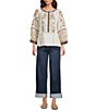 John Mark Woven Denim Wide Leg With Folded Cuff Jeans - Image 3