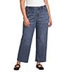 John Mark Woven Elastic Drawstring Wide Leg Jeans - Image 1