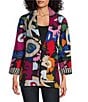 John Mark Woven Embroidered Abstract Oversized Blazer, Color:Multi - Image 1