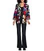 John Mark Woven Embroidered Abstract Oversized Blazer, Color:Multi - Image 3