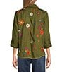 John Mark Woven Embroidered Floral And Butterfly Spread Collar Long Sleeve Blouse - Image 6