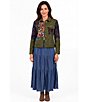 John Mark Woven Embroidered Patchwork Floral Lining Point Collar Long Sleeve Button Front Jacket - Image 5