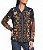 John Mark Woven Floral Embroidered Point Collar Long Sleeve Button Front Shirt - Image 1