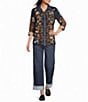 John Mark Woven Floral Embroidered Point Collar Long Sleeve Button Front Shirt - Image 3
