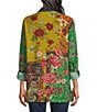 John Mark Woven Floral Multi Print Point Collar Long Sleeve Button Front Top - Image 3
