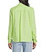 John Mark Woven Flower Applique Point Collar Long Sleeve Button Front Blouse - Image 4