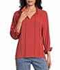 John Mark Woven Johnny Collar 3/4 Sleeve Blouse - Image 5
