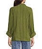 John Mark Woven Johnny Collar 3/4 Sleeve Blouse - Image 2