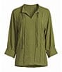 John Mark Woven Johnny Collar 3/4 Sleeve Blouse - Image 4