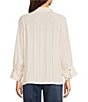John Mark Woven Johnny Collar 3/4 Sleeve Blouse - Image 2