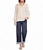 John Mark Woven Johnny Collar 3/4 Sleeve Blouse - Image 3