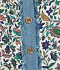 John Mark Woven Multi Floral Wire Collar Long Cinched Sleeve Button-Front Shirt - Image 5