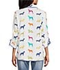 John Mark Woven Multi Novelty Dog Print Point Collar 3/4 Cinched Sleeve Button Front Shirt - Image 2
