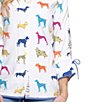 John Mark Woven Multi Novelty Dog Print Point Collar 3/4 Cinched Sleeve Button Front Shirt - Image 4