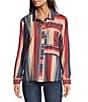 John Mark Woven Multi Stripe Point Collar Long Sleeve Shirt - Image 2