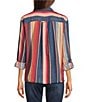 John Mark Woven Multi Stripe Point Collar Long Sleeve Shirt - Image 3