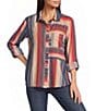 John Mark Woven Multi Stripe Point Collar Long Sleeve Shirt - Image 1