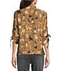 John Mark Woven Novelty Dog Print Point Collar 3/4 Sleeve Shirt - Image 2