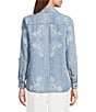 John Mark Woven Paisley Embroidered Point Collar Long Roll Tab Sleeve Button Front Tie Shirt - Image 2