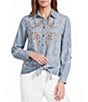 John Mark Woven Paisley Embroidered Point Collar Long Roll Tab Sleeve Button Front Tie Shirt - Image 4