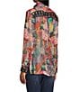 John Mark Woven Patchwork Print Point Collar Long Sleeve Button Front Blouse, Color:Multi Pink - Image 4