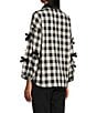 John Mark Woven Plaid Velvet Point Collar Long Sleeve Button-Front Shirt, Color:Black - Image 4