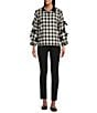 John Mark Woven Plaid Velvet Point Collar Long Sleeve Button-Front Shirt, Color:Black - Image 5