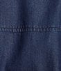 John Mark Woven Point Collar 3/4 Tucked Sleeve Button Front Denim Blouse, Color:Dark Indigo - Image 4