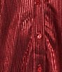 John Mark Woven Point Collar Short Dolman Sleeve Shimmer Pleat Button Front Blouse, Color:Red - Image 6