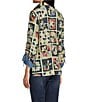 John Mark Woven Quilt Patchwork Mix Print Wire Collar 3/4 Sleeve Top - Image 3