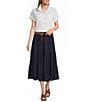 John Mark Woven Textured Tiered Belted Skirt - Image 3