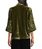 John Mark Woven Velvet Embroidered Split V-round 3/4 Sleeve Pullover Top - Image 2